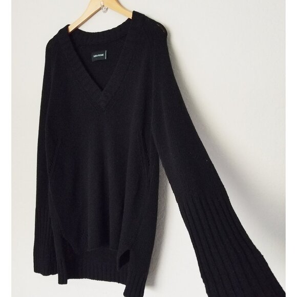 Zadig & Voltaire Valmy Reve D'Amour Vneck Jumper Sweater L 100% Merino Wool $358 - Picture 10 of 16